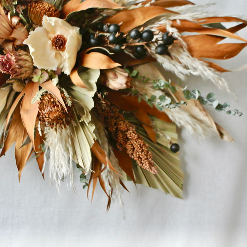 大】ネイティブフラワーオブジェ 壁掛けオブジェ 壁掛けリース