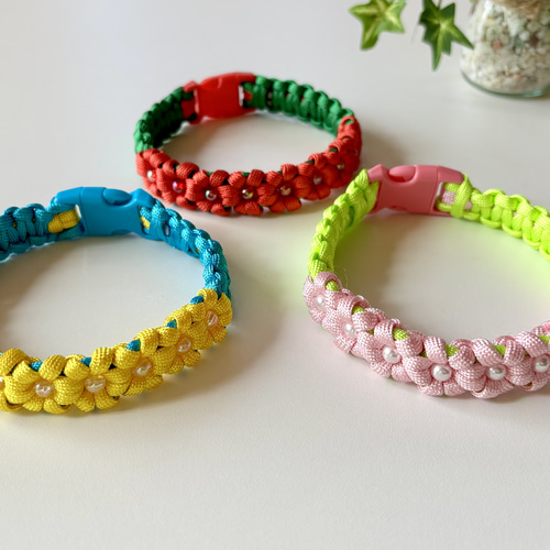 パラコードチョーカー♡首輪♡可愛いお花編み♡わんこアクセサリー