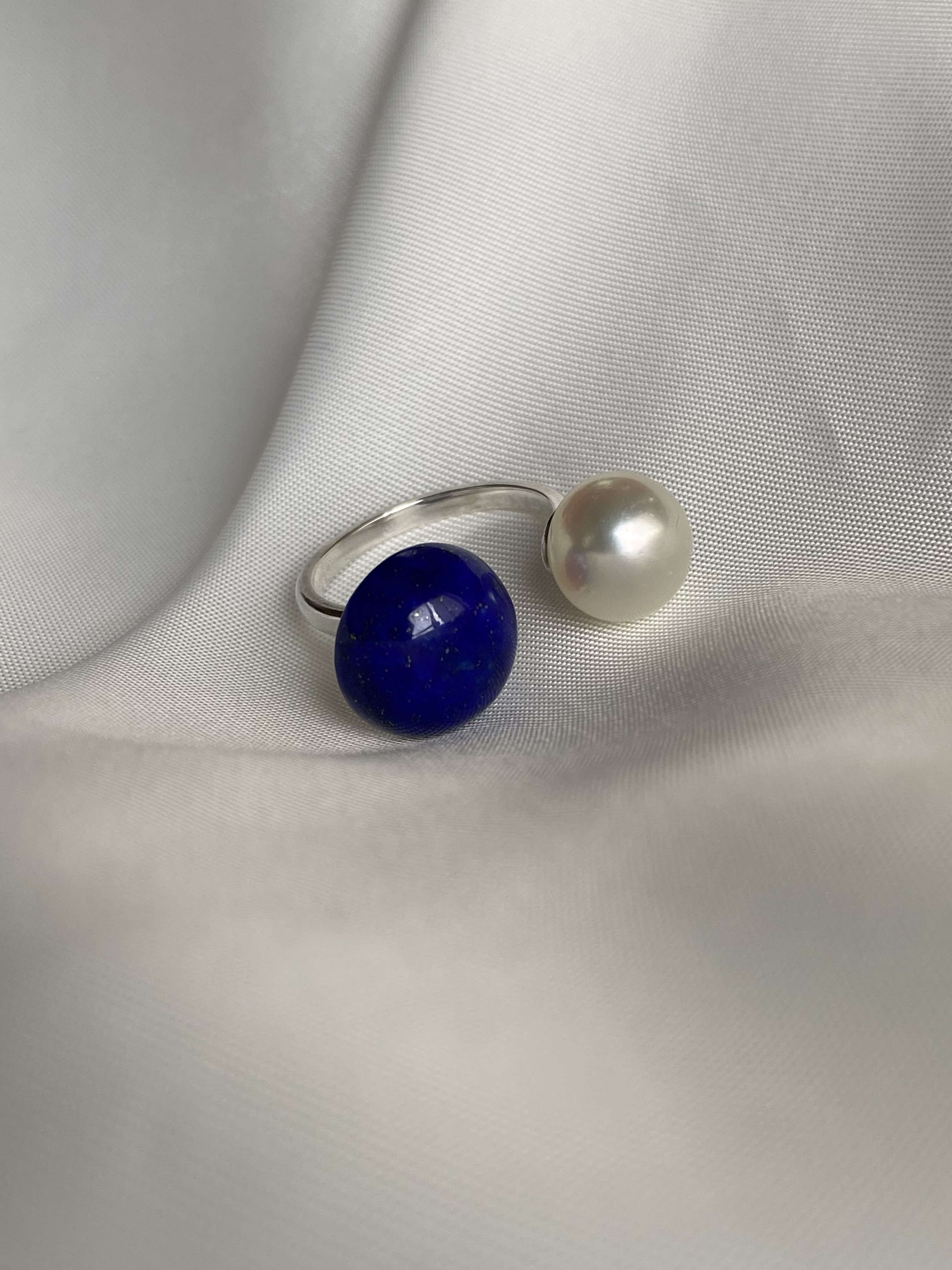 asobigokoro fork ring   あこやパール×ラピスラズリSV925