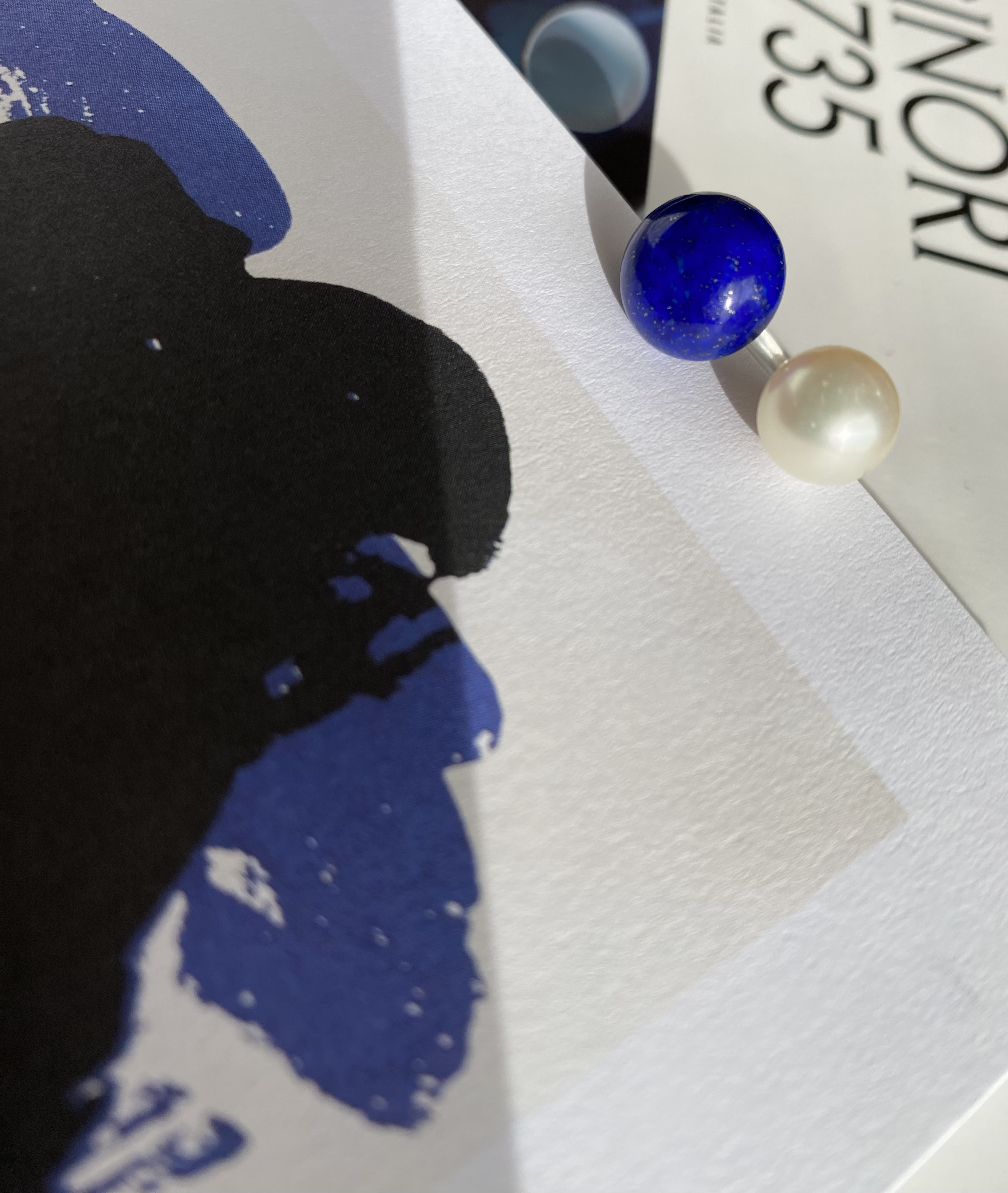 asobigokoro fork ring   あこやパール×ラピスラズリSV925