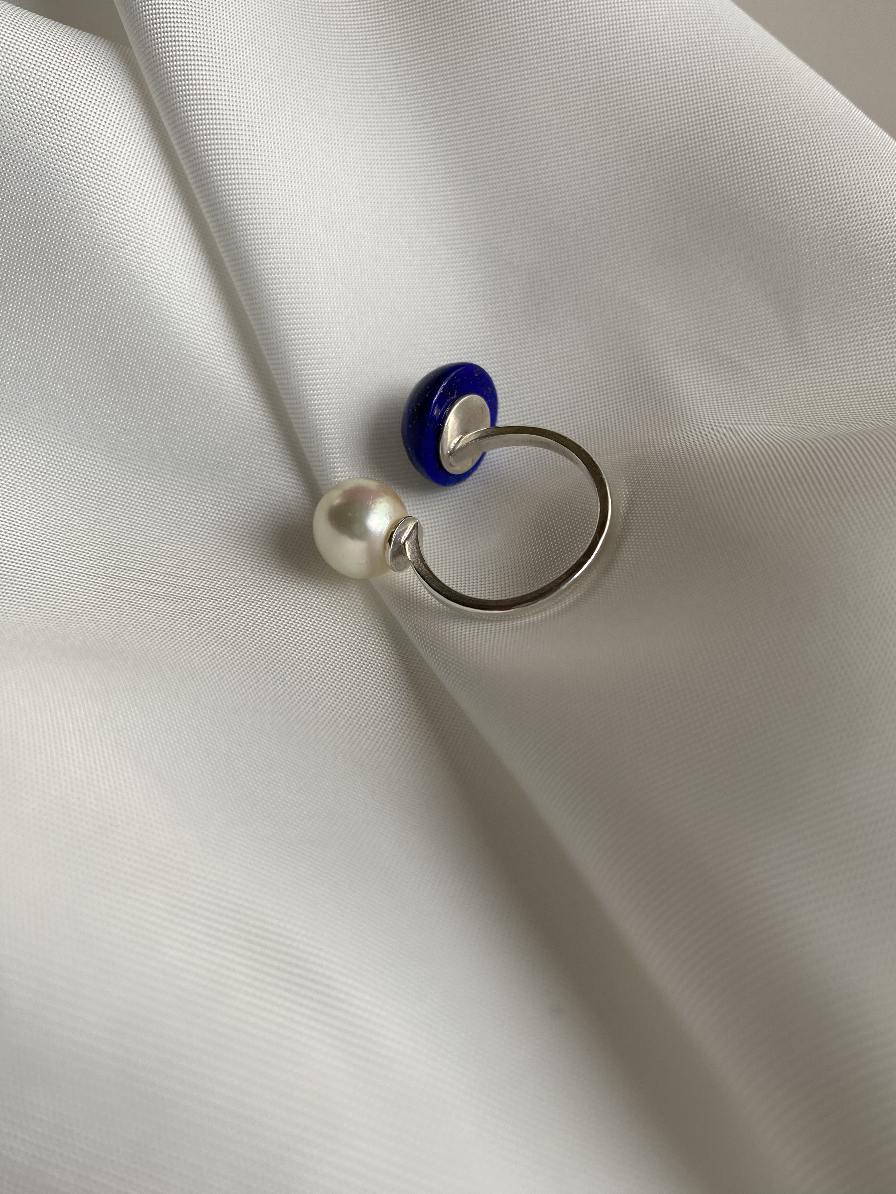 asobigokoro fork ring   あこやパール×ラピスラズリSV925