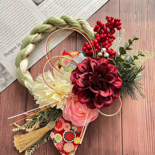 2way お正月arrangement しめ縄リース⑥　red ver. imgrc0090639831.jpg