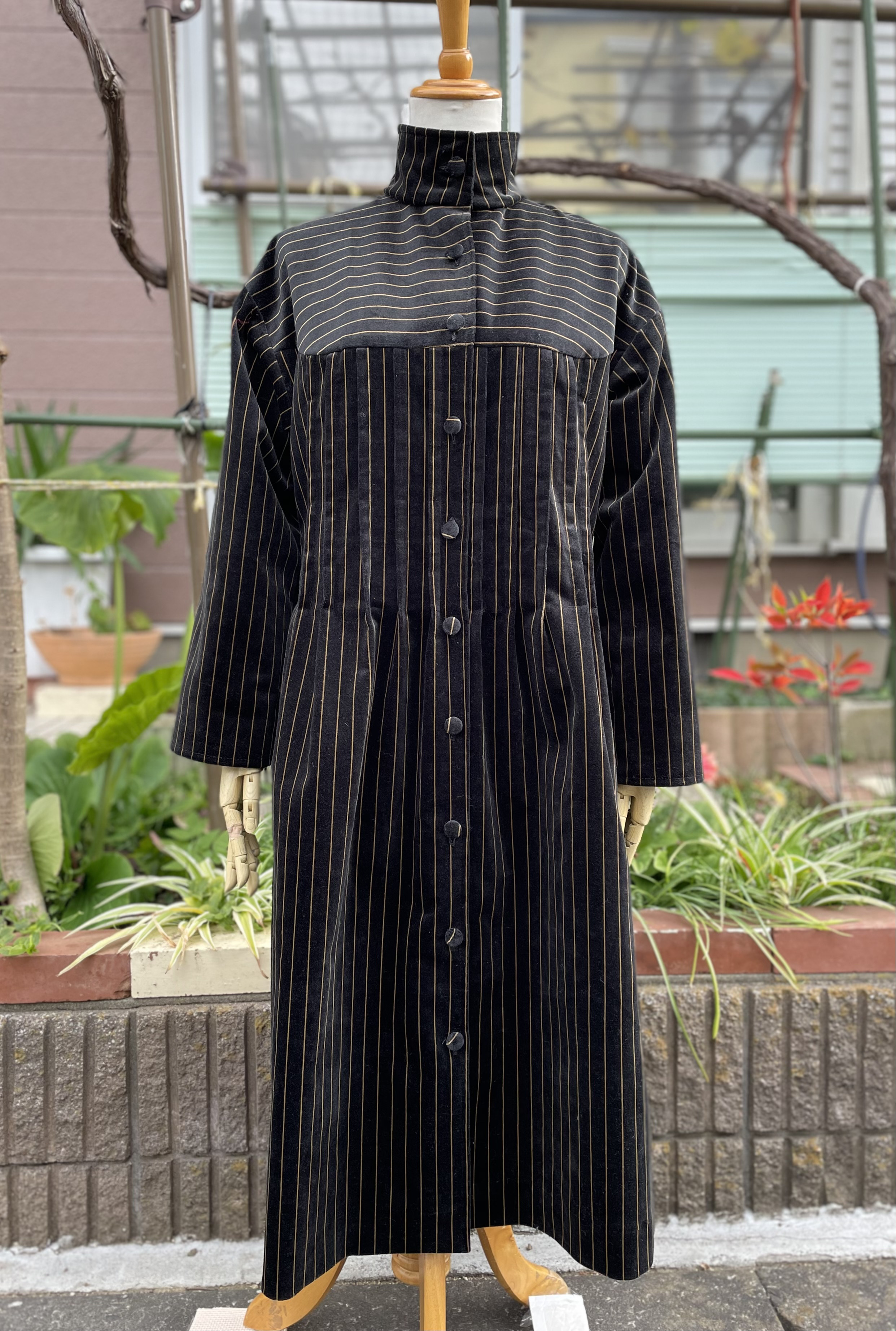 ‼️ストライプ別珍❤︎スタンドカラーコート