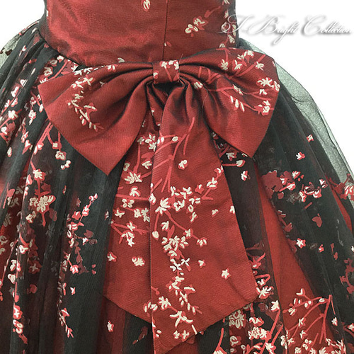 カラードレス 花柄 ワインレッド×ブラック 結婚式 演奏会 前撮り