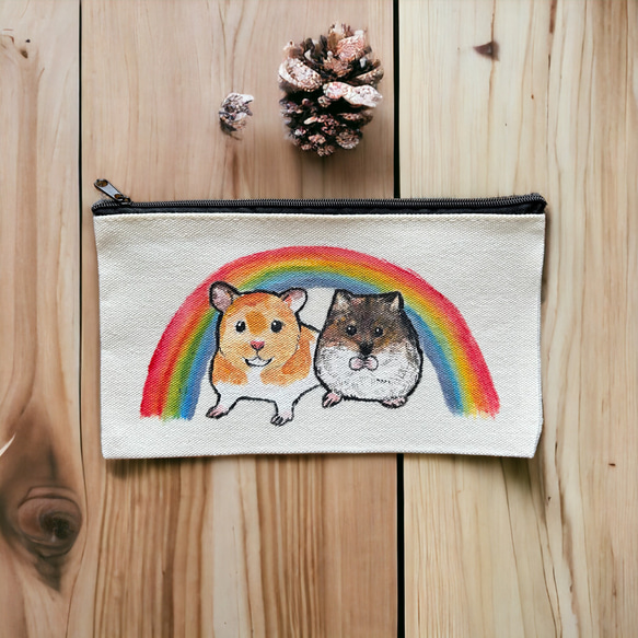 [免運費] 禮品包裝OK♪ 彩虹和倉鼠帆布袋 第1張的照片