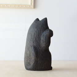 木彫『招き猫・黒』【送料無料】箱付き 6枚目の画像