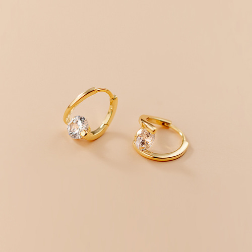 ゴールドシルバーs925 大粒czダイヤフープピアス0008 ピアス