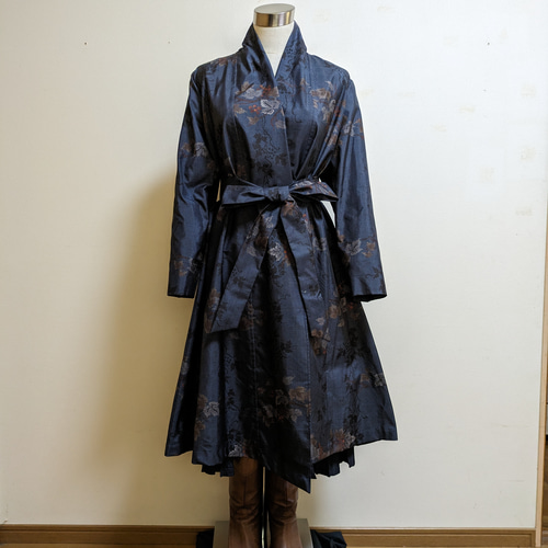 SOLD 着物リメイク フレアーコート 大島紬FREE SIZE スプリング SOLD 着物リメイク フレアーコート 大島紬FREE SIZE スプリング