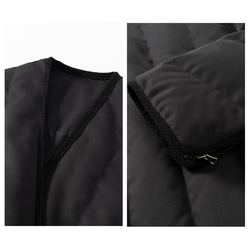 リボン縁取りダウンジャケット　ゆとりダウンジャケット　ワンボタン　ブラックとベージュ2色　S-M#421 18枚目の画像