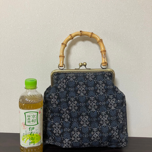 アンズルーム★2WAY★着物　帯リメイク★がま口　バッグ★ハンドバッグ★黒　金 アンズルーム☆ハンドメイド☆着物 リメイク☆がま口バッグ