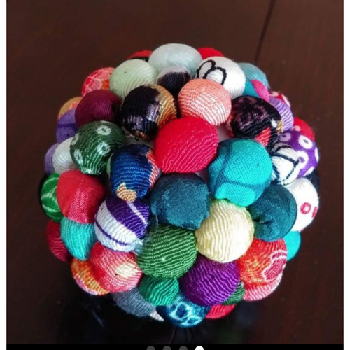 お正月飾り♪ちりめん細工パーツ大サイズポンポン玉3個セット