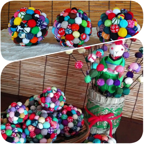 2025ボリュームポンポン玉飾り棒3本セットちりめん細工年賀年始元日 f9138d0b46e0c6b08cee8a77bc0070