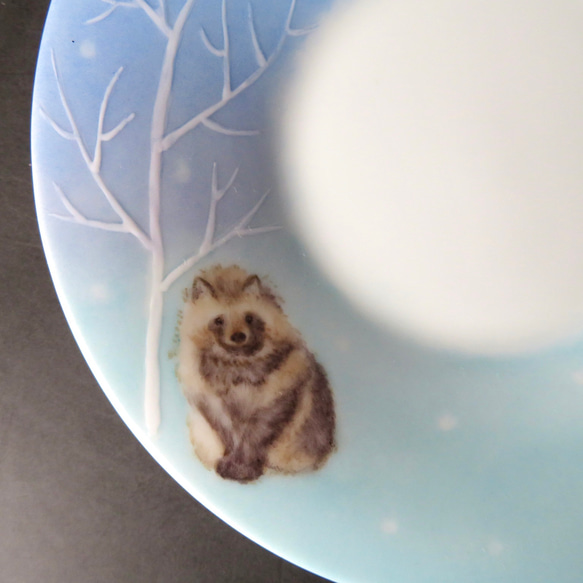 北海道の冬毛　カップ&ソーサー　エゾタヌキ　エゾモモンガ　エゾフクロウ　手描き 