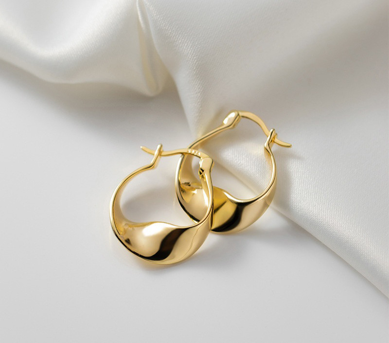 ウェーブプレートゴールドシルバーs925ピアス0006