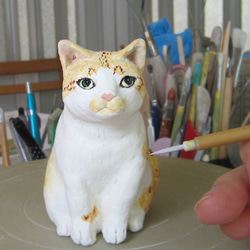 うちの猫 (オーダーメイド)　虹の橋の猫さん　にも　1点物　陶器　置物　c18　中に思い出の物を入れられます 11枚目の画像