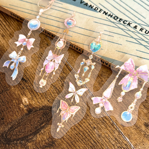 フレークシール・キラキラなサンキャッチャー風(ピンク)20枚入【mc