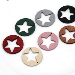 4個 星 スター ウッドチャーム 木製パーツ ウッドパーツ ウッドビーズ 卸売 天然素材 ハンドメイド 色選択自由 2枚目の画像
