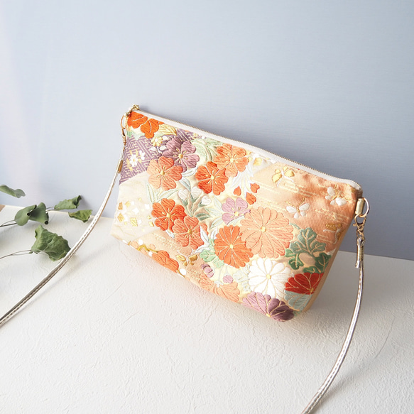 【オーダー品】着物 帯 帯締め リメイク ハンドメイド ショルダーバッグ 西陣 西陣織】着物帯リメイクバッグ（着物リメイク/伝統工芸//斜め