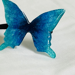 青い蝶　ヘアゴム 1枚目の画像