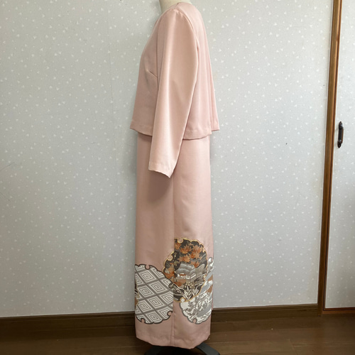 No.93色留袖ドレスワンピースとボレロ(直線)L〜LLサイズ11号〜13