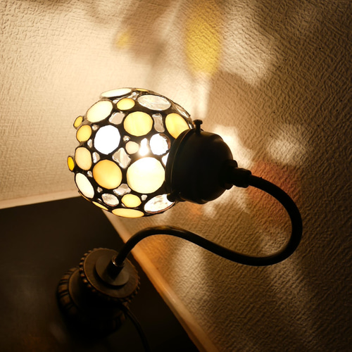 ✴︎:.｡陽だまりのミモザ ステンドグラスのミニグースネックランプ