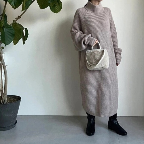 新作☆ざっくりニットの大人ワンピース オーバーサイズニット  