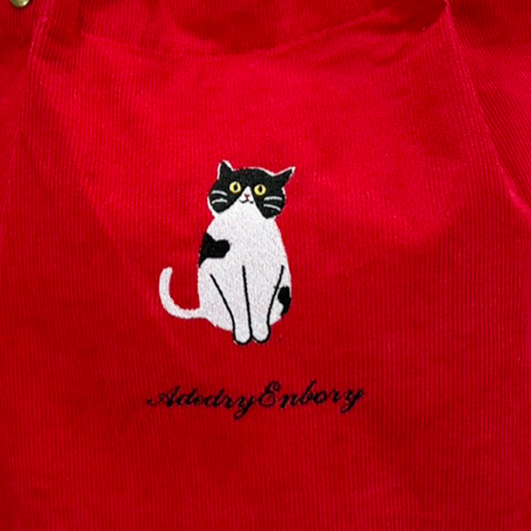 【送料無料】ハチワレ猫のワンポイント刺繍 内ポケット付きトートバッグ 4枚目の画像