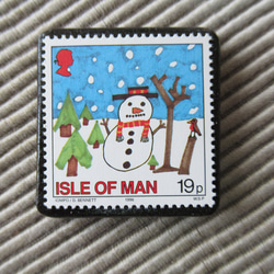 マン島　クリスマス切手ブローチ9165 1枚目の画像