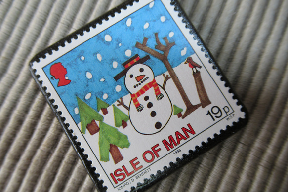 マン島　クリスマス切手ブローチ9165 2枚目の画像