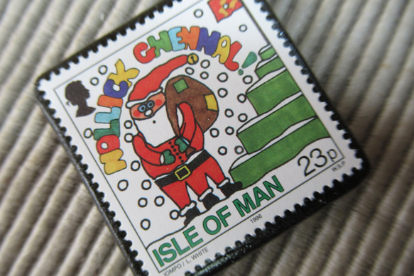 マン島　クリスマス切手ブローチ9166 2枚目の画像