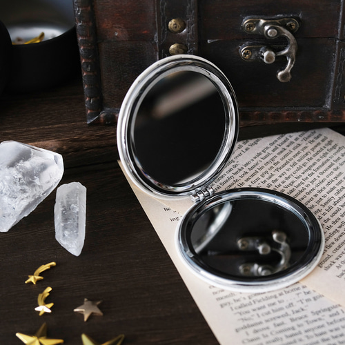 全5色】月の満ち欠け・12星座 折りたたみコンパクトミラー（丸型