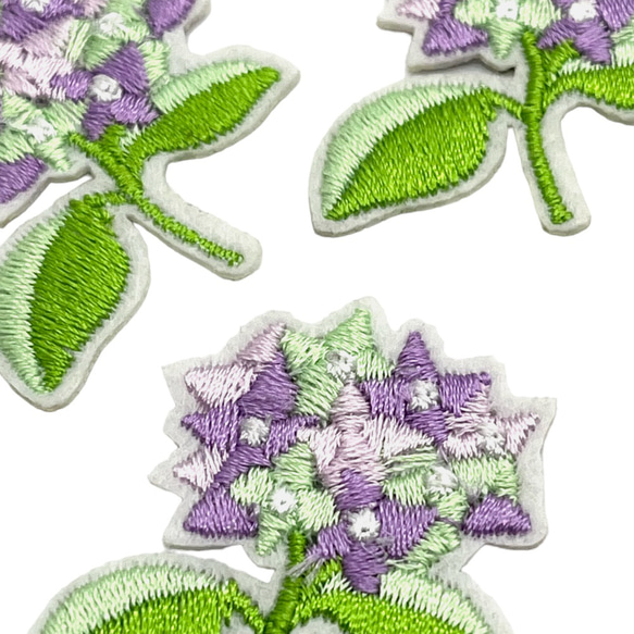 ワッペン アップリケ アジサイ 2個 パープル系 植物 装飾 ハンドメイド 手芸 材料 pt-2298b 2枚目の画像