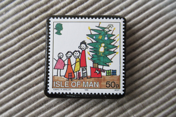 マン島　クリスマス切手ブローチ9167 1枚目の画像
