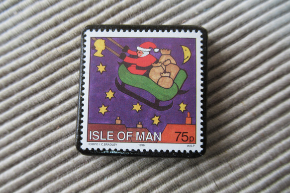 マン島　クリスマス切手ブローチ9168 1枚目の画像