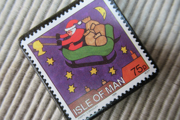 マン島　クリスマス切手ブローチ9168 2枚目の画像