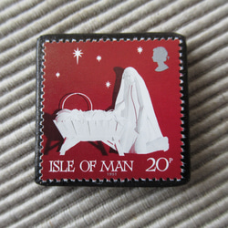 マン島　クリスマス切手ブローチ9170 1枚目の画像