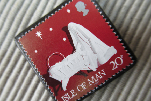 マン島　クリスマス切手ブローチ9170 2枚目の画像