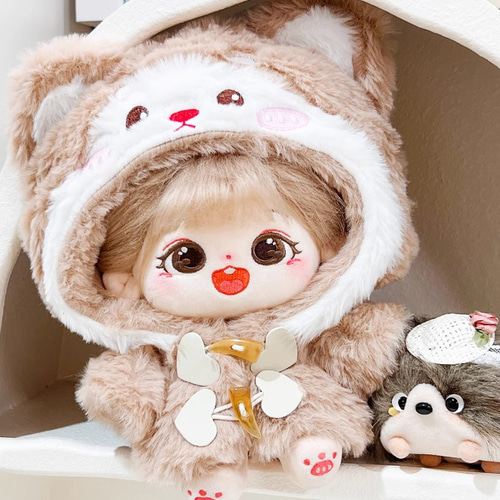 ぬいぐるみセット 茶色とクリーム色 制服風 20cm着せ替えぬいぐるみ服 いっぱいニャーセット 2色 着せ替え