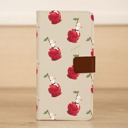 【iPhone専用】ネコぱんとりんご飴の手帳型スマホケース 4枚目の画像