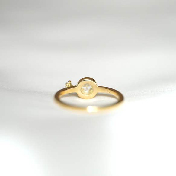 [送料当方負担] K18 Round Rose cut Dia. ring with bud(0.194ct,R077) 5枚目の画像