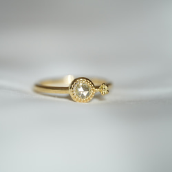 [送料当方負担] K18 Round Rose cut Dia. ring with bud(0.194ct,R077) 4枚目の画像