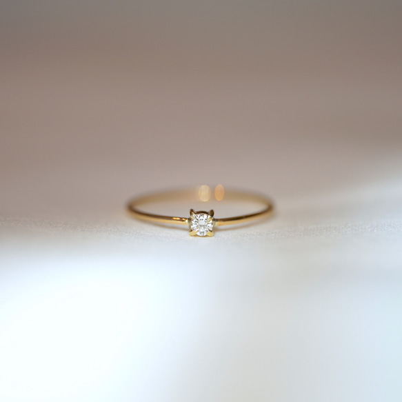 [送料当方負担] K18 Fairy Round White Diamond ring (0.05ct,RB10_B) 1枚目の画像