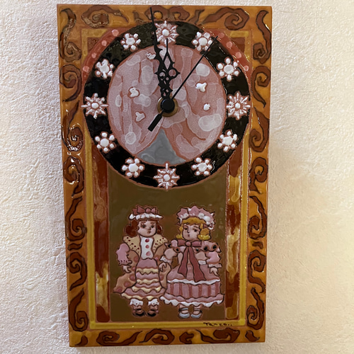送料無料》スペインタイル 飾り時計 アトリエターコの「ドール画