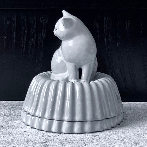 猫耳から香]ネコ香炉 シロ ディフューザー・アロマポット pottery neg