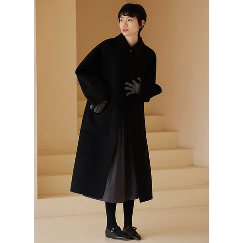 423　レディス　カシミヤ入ロングコート　黒色 423レディスカシミヤ入ロングコート黒色