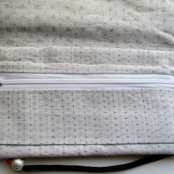 ７５１６　麻の白絣の着物で作った和風財布・ポーチ＃送料無料 6枚目の画像