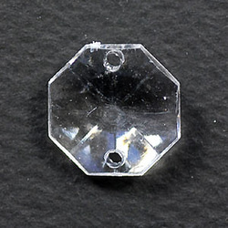 プラビーズ アクリル ビーズ オクタゴン 八角形 １５ｍｍ クリスタル 透明 ２０コ入りサービスパック ２ホールタイプ 3枚目の画像