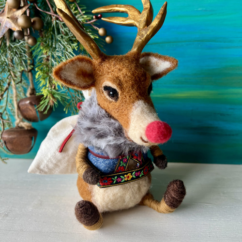 赤鼻のトナカイさん/クリスマスプレゼントに 羊毛フェルト Sugar Maple