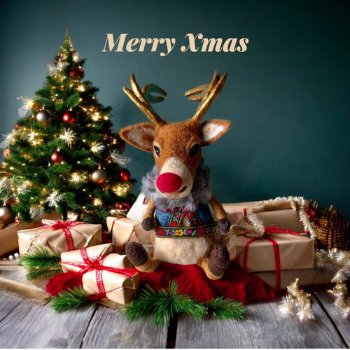 ベルギー トナカイさんジュエリースタンドプレゼント♡ 赤鼻のトナカイさん/クリスマスプレゼントに 羊毛フェルト Sugar Maple