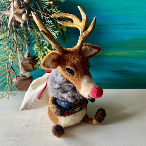 赤鼻のトナカイさん/クリスマスプレゼントに 羊毛フェルト Sugar Maple